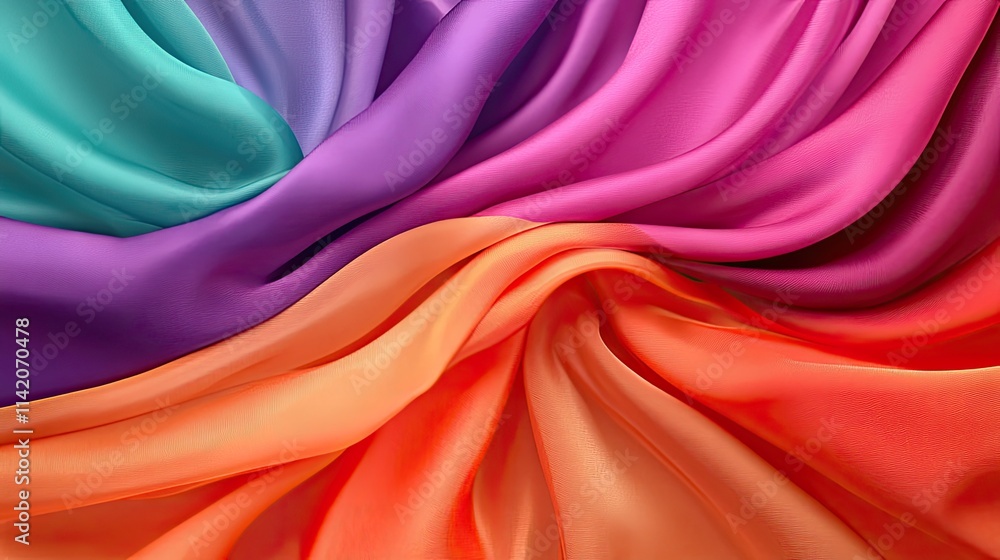 Fototapeta premium Colorful Silk Fabric Drapery Background for Creative Design Projects