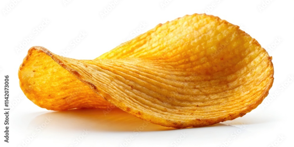 High-resolution image: perfectly crispy potato chips, isolated on a pure white background. High-resolution image: perfectly crispy potato chips, isolated on a pure white background.