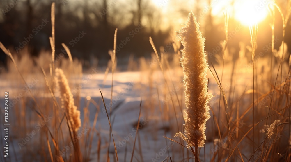 Obraz premium Golden Hour Winter Grass