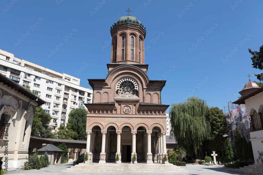 Obraz premium Romania Bucharest Kretulescu Church on a cloudy summer day