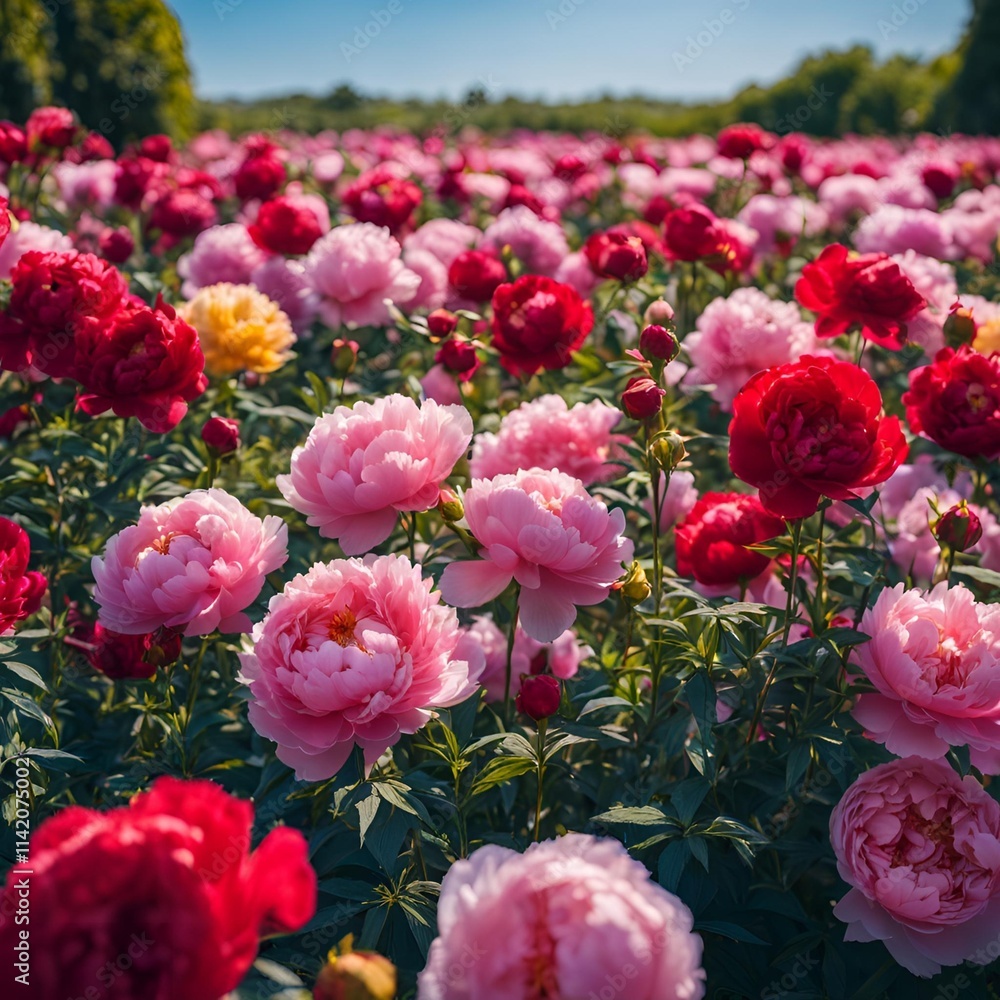 Vibrant Garden of Peonies and Roses with Depth Bokeh and Natural Light
Vibrant Garden of Peonies and Roses with Depth Bokeh and Natural Light