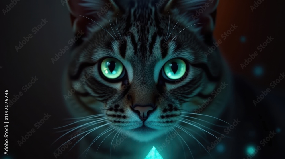 Mysterious Cat Portrait with Bokeh Lights Mysterious Cat Portrait with Bokeh Lights