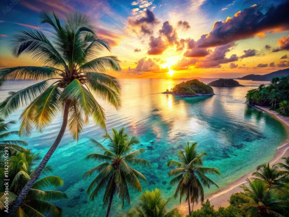 Palm Beach's tropical beauty: a double exposure dream of sun, sand, and swaying palms. Palm Beach's tropical beauty: a double exposure dream of sun, sand, and swaying palms.