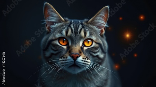 Mysterious Cat Portrait with Diamond-Shaped Bokeh photo