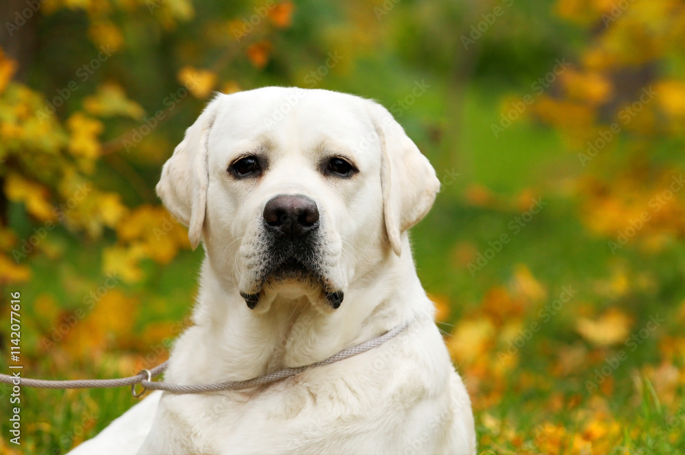 yellow labrador retriever in summer close up yellow labrador retriever in summer close up