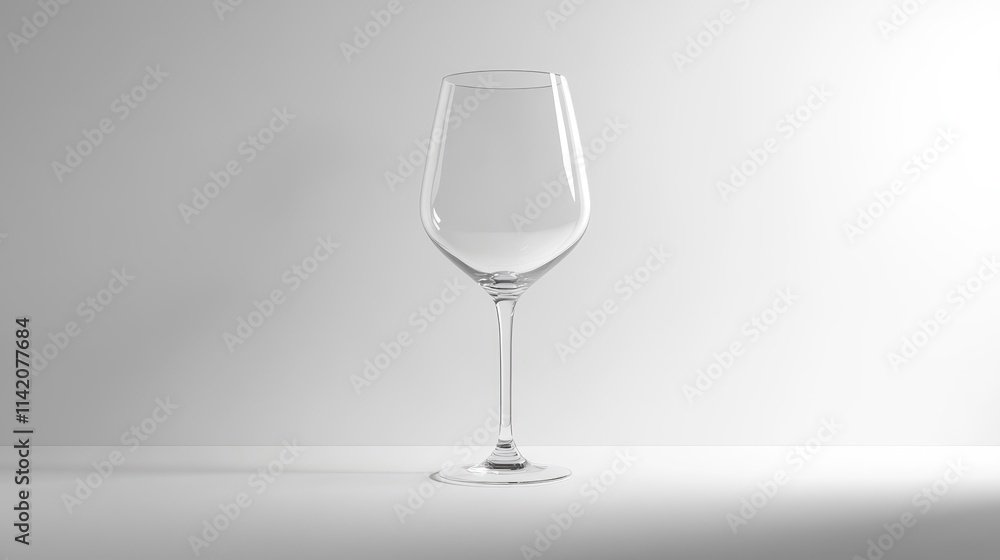 Elegant Minimalist Transparent Wine Glass on Simple Background Elegant Minimalist Transparent Wine Glass on Simple Background