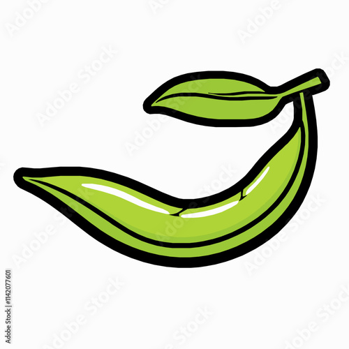 green bean outline vector illustration with slim and curved shape