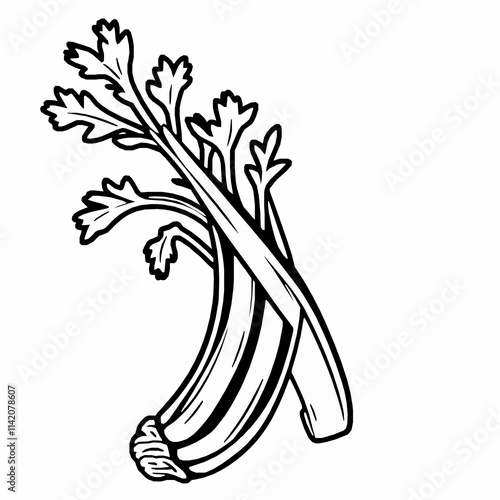 celery outline vector illustration with tall ribs and leafy top