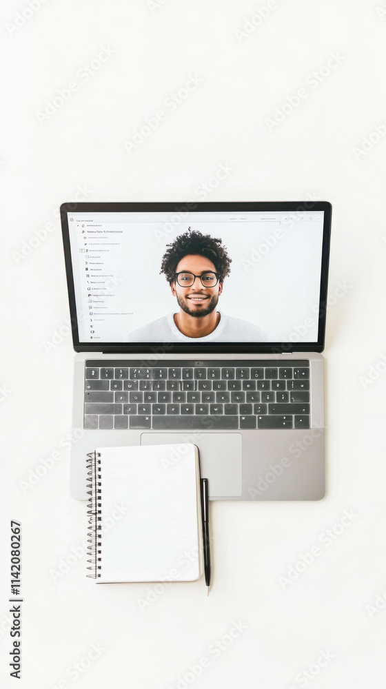 Online learning session with tutor on laptop screen for educational projects Online learning session with tutor on laptop screen for educational projects