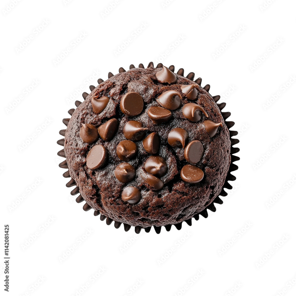 Decadent Moist Chocolate Muffin for Dessert Lovers on Transparent Background Decadent Moist Chocolate Muffin for Dessert Lovers on Transparent Background