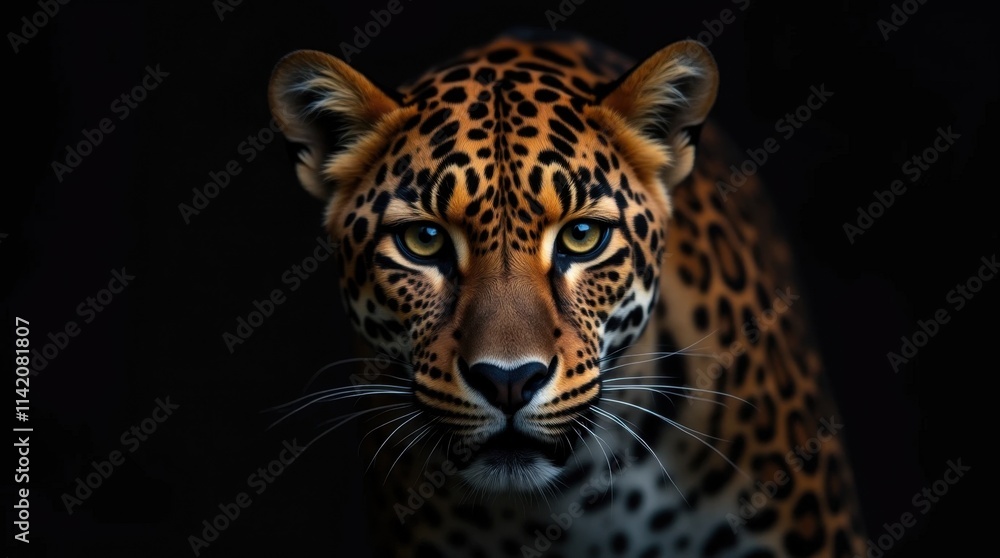 Fototapeta premium Close-Up Portrait of a Leopard with Intense Eyes