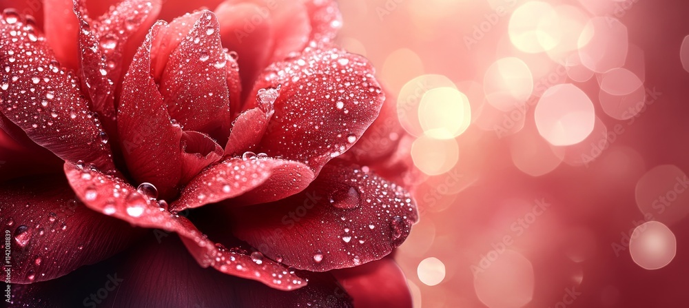 Exquisite Beauty A Macro View of Deep Red Peony in Soft Focus with Glistening Water Droplets Exquisite Beauty A Macro View of Deep Red Peony in Soft Focus with Glistening Water Droplets