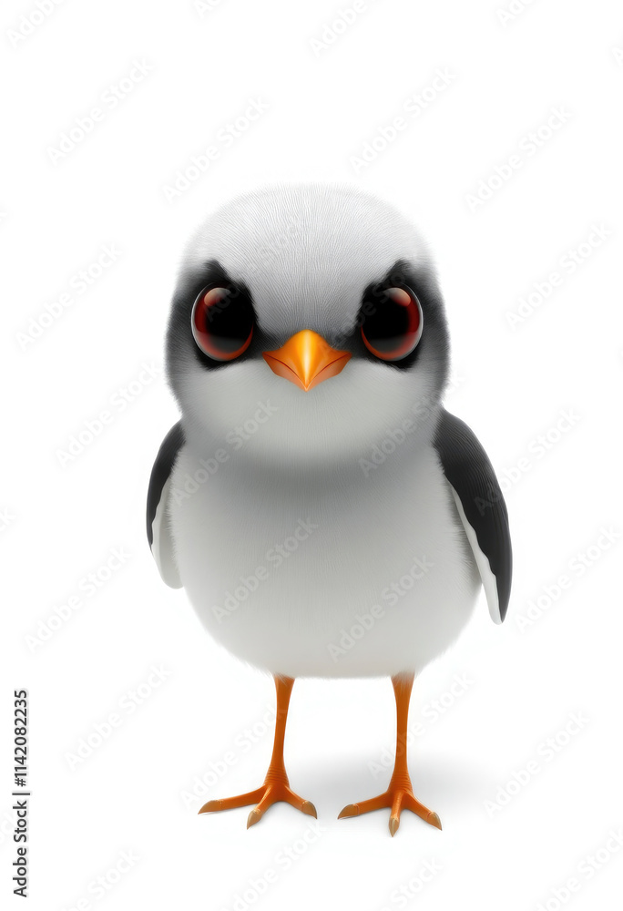 Fototapeta premium Montessori Flashcards Clipart Kawaii Terns Clipart isolated on a white background. Suitable for animal flashcard, alphabet flashcards