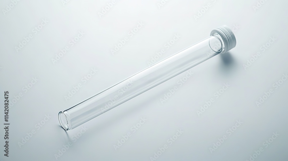 Transparent test tube on white background with soft shadows. Transparent test tube on white background with soft shadows.