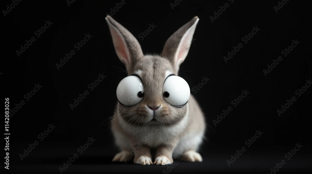 Fototapeta premium Close-up of a Rabbit with Striking White Eyes