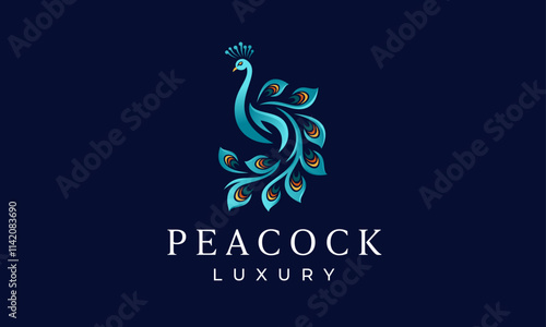 Peacock Feathers Logo - Elegant and Luxurious Royal Bird Design