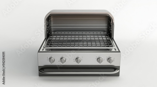 Oven rack, grill, bbq grid, steel equipment for cooking on barbecue machine or electric stove front and top view. Kitchen appliance isolated on white background. Realistic 3d vector illustration