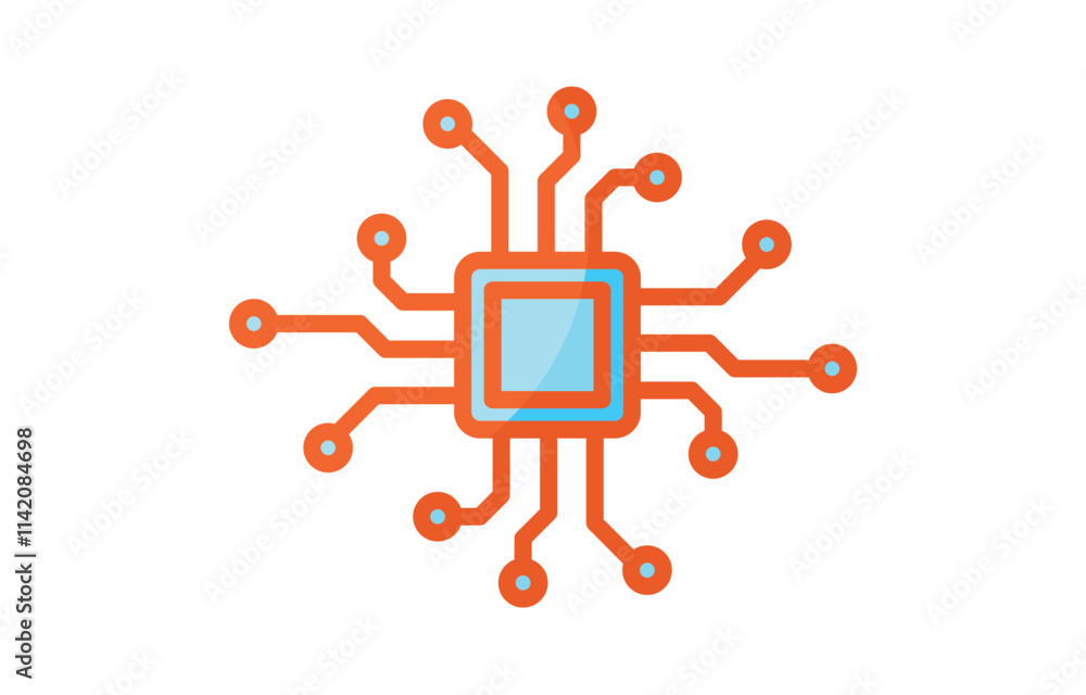 Microchip Vector Illustration. Microchip Outline Icon Microchip Vector Illustration. Microchip Outline Icon