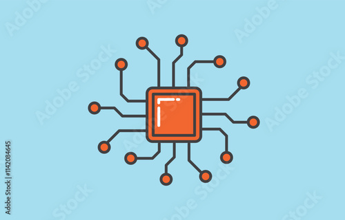 Microchip Vector Illustration. Microchip Outline Icon