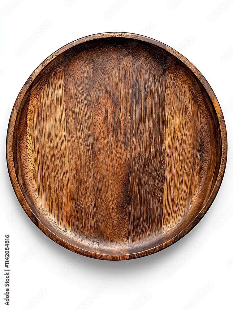 A round, wooden plate with a smooth surface and natural grain, showcasing a warm, rustic aesthetic ideal for serving food or as a decorative piece. A round, wooden plate with a smooth surface and natural grain, showcasing a warm, rustic aesthetic ideal for serving food or as a decorative piece.