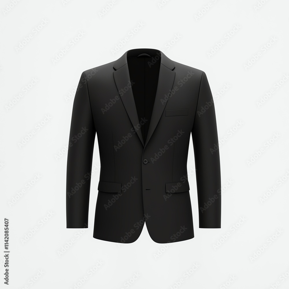 A sleek black suit jacket displayed against a minimalist background, ideal for formal occasions and professional attire. A sleek black suit jacket displayed against a minimalist background, ideal for formal occasions and professional attire.