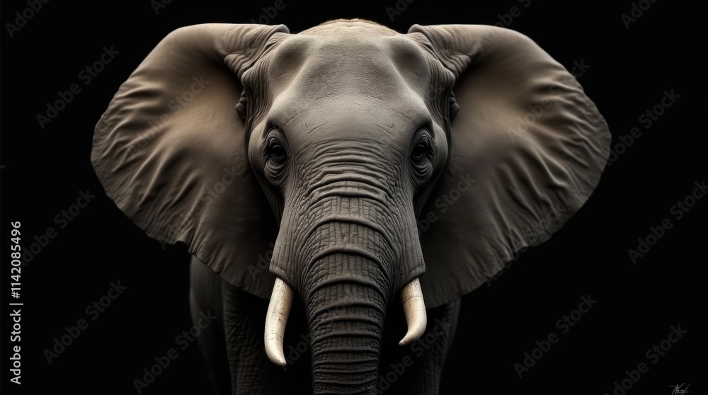Obraz premium Wise Elephant Close-Up with Dark Eyes