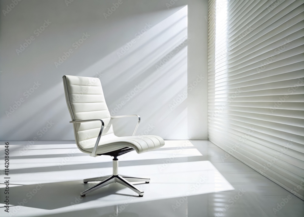 Minimalist White Room Wallpaper Design: Contemporary Chair Action Shot - AI Generated Image Minimalist White Room Wallpaper Design: Contemporary Chair Action Shot - AI Generated Image