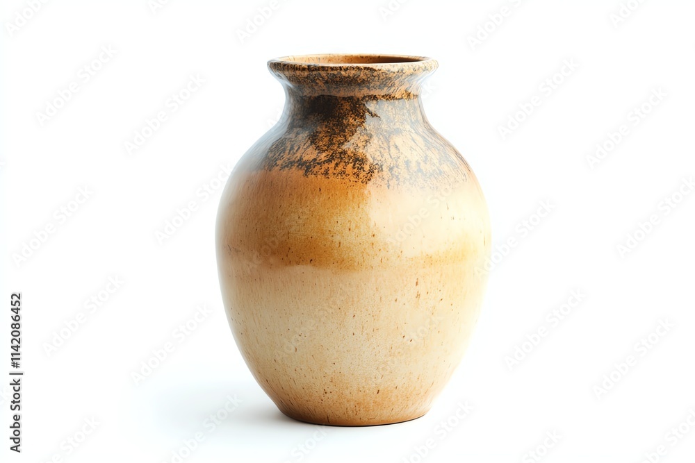 A simple, rustic clay vase showcasing an earthy color palette, perfect for decorative purposes or as a unique piece of pottery. A simple, rustic clay vase showcasing an earthy color palette, perfect for decorative purposes or as a unique piece of pottery.