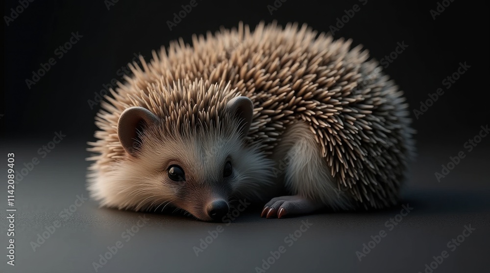 Fototapeta premium Hyperrealistic Photo of a Sleeping Hedgehog
