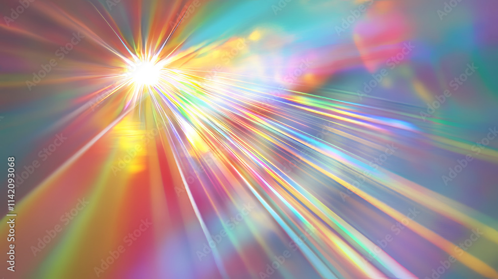 Prism light refraction effect. Vector realistic illustration of iridescent crystal flare leak set on transparent background, hologram reflection, glass window, mirror, water surface design overlay Prism light refraction effect. Vector realistic illustration of iridescent crystal flare leak set on transparent background, hologram reflection, glass window, mirror, water surface design overlay