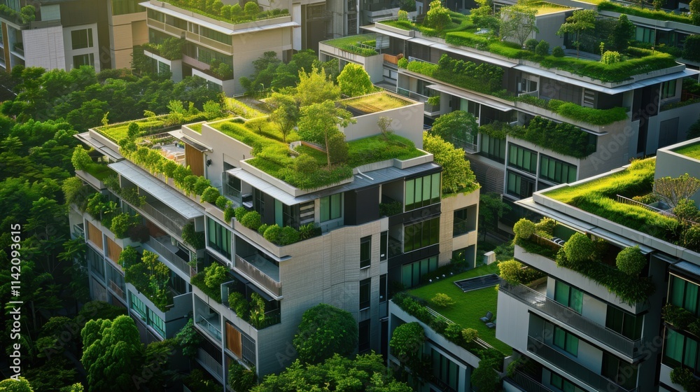 A stylish residential area featuring modern buildings with green roofs and balconies, combining eco-friendly design and urban living.
A stylish residential area featuring modern buildings with green roofs and balconies, combining eco-friendly design and urban living.
