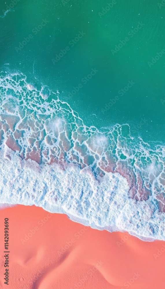 Naklejka premium view of a beach with a wave coming in to the shore