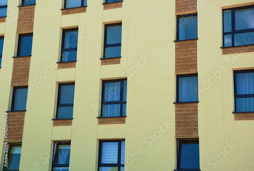 View of a part of a new apartment building built in 2020.