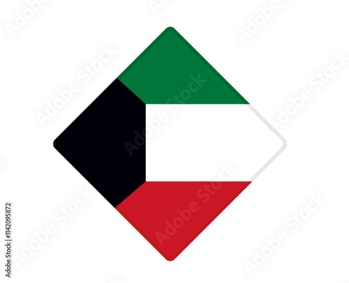 Kuwait flag square shaped. vector