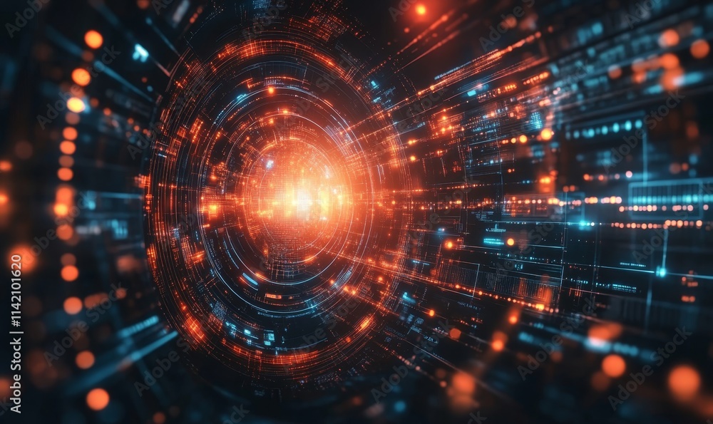 Futuristic Technology Abstract Digital Background, Generative AI