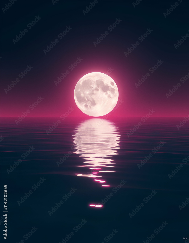 A Full moon over the sea water A Full moon over the sea water