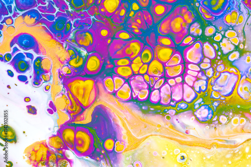Fluid Art. Abstract colorful background, wallpaper. Mixing  paints. Modern art. Marble texture. Colorful canvas.