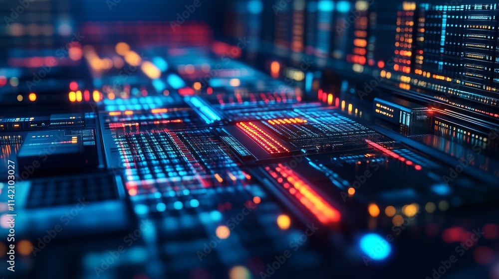A vibrant close-up of a circuit board, showcasing illuminated pathways and components, highlighting technology's intricate design. A vibrant close-up of a circuit board, showcasing illuminated pathways and components, highlighting technology's intricate design.