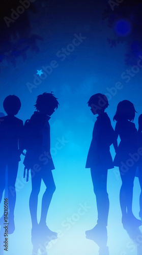 Wallpaper Mural Silhouettes of people in blue glowing light, artistic phone wallpaper. Torontodigital.ca