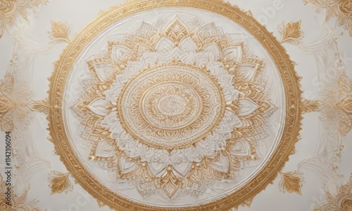 Wallpaper Mural A beautiful white and golden mandala pattern on a canvas, golden, elegant, contemporary Torontodigital.ca