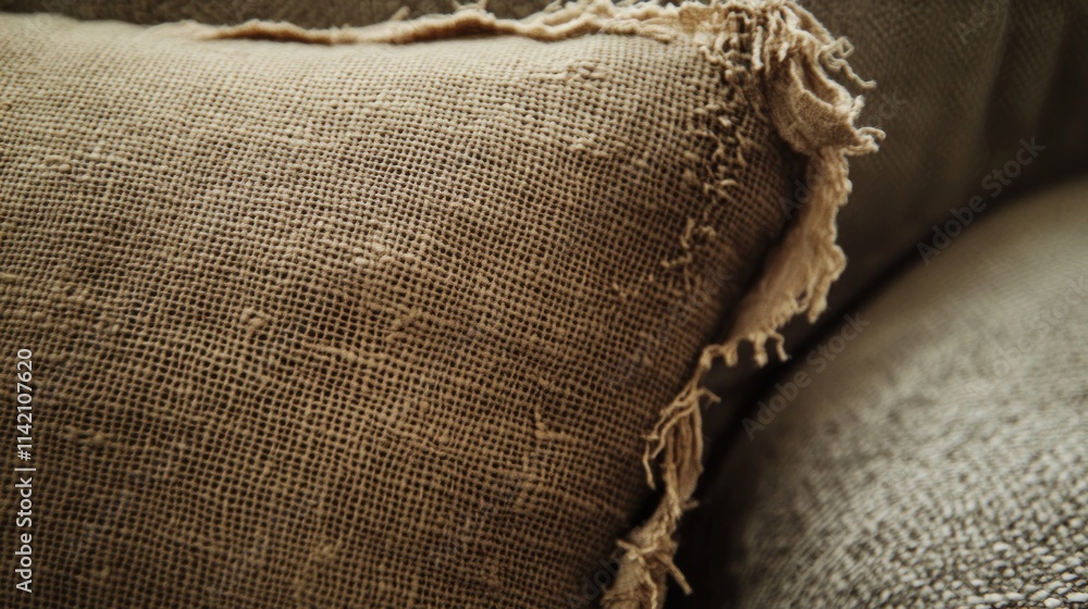 Close-up of a textured, frayed pillow. Close-up of a textured, frayed pillow.