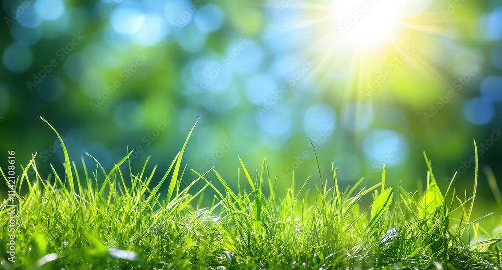 Lush Green Grass Under Bright Sunlight with a Beautiful Bokeh Background Creating a Serene and Fresh Atmosphere in Nature Lush Green Grass Under Bright Sunlight with a Beautiful Bokeh Background Creating a Serene and Fresh Atmosphere in Nature
