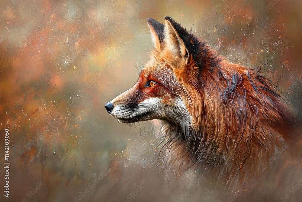 Fototapeta premium Close-up portrait of a red fox revealing striking amber eyes and intricate fur details