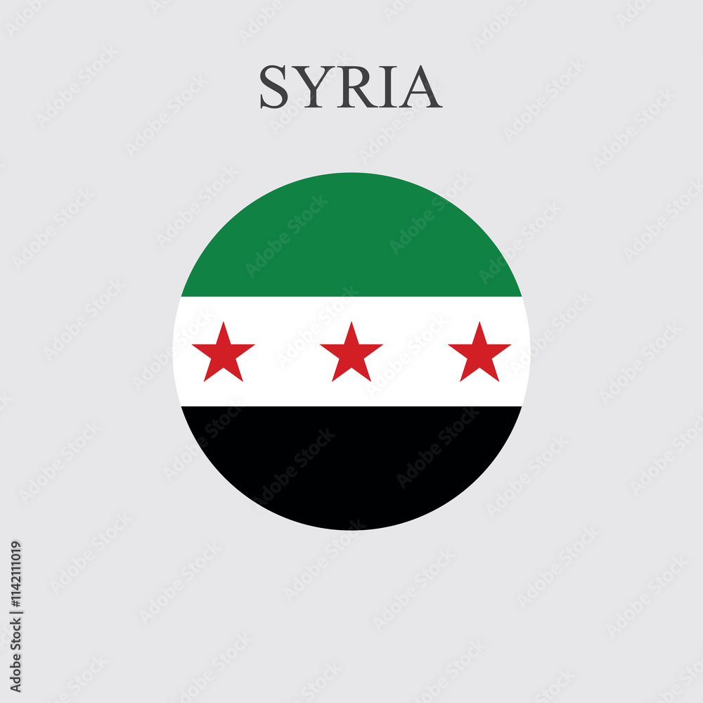 Vector of New Syria Flag. Circle Vector of New Syria Flag. Circle