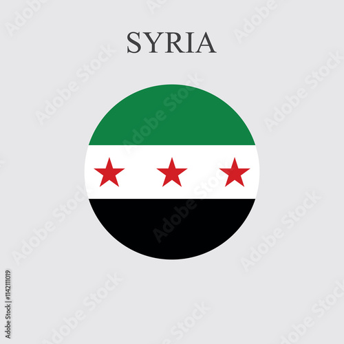 Vector of New Syria Flag. Circle