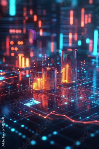 Abstract 3D Business Digital Concept Background  Generative AI