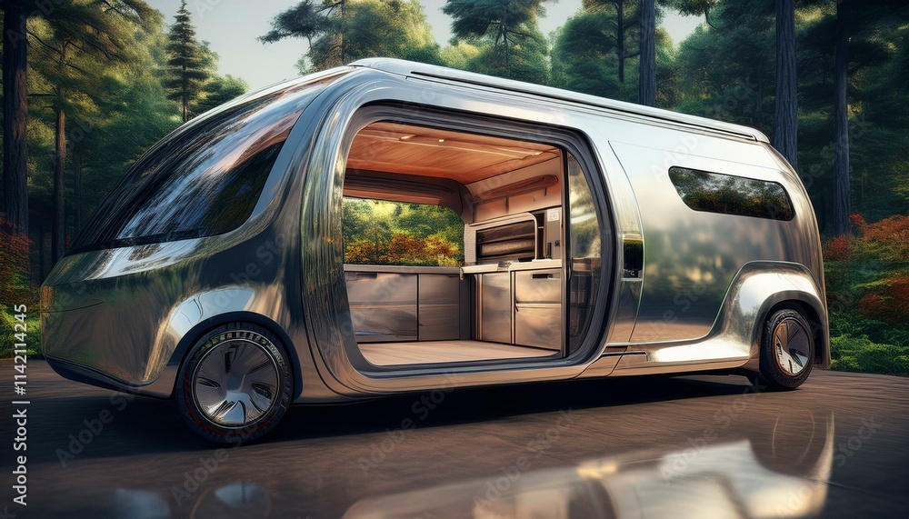 Fototapeta premium Unplug and unwind in a modern RV. 