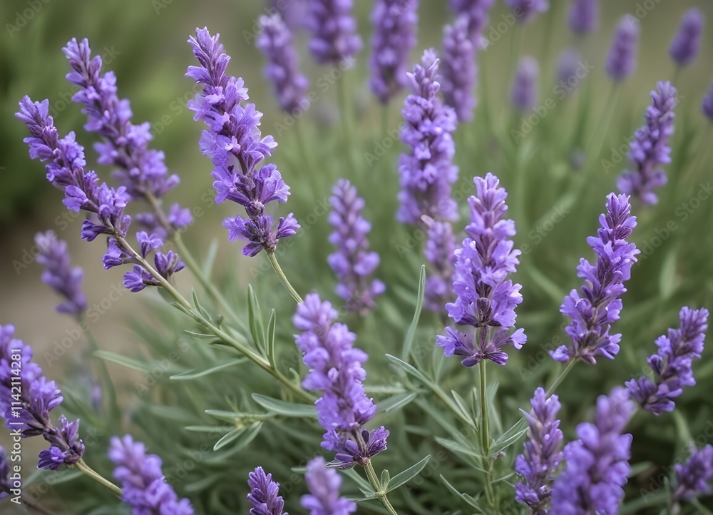 Obraz premium A purple lavender bush with delicate flowers