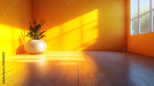 Stunning Indoor Scene Featuring a Harmonious Light Yellow Wall and Floor with Exceptional Clarity in 4K Resolution