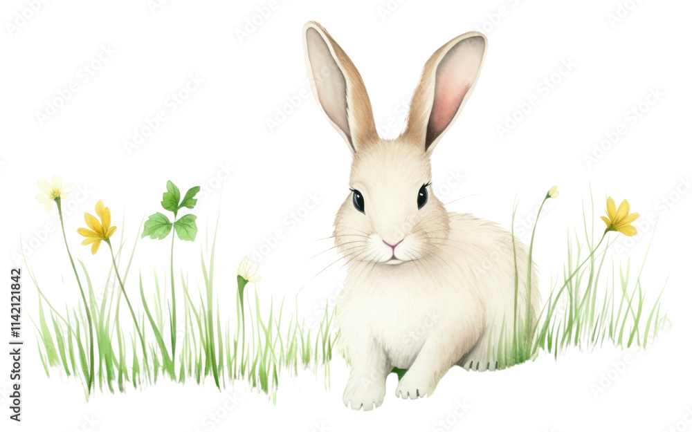 PNG Rabbit with grass and flower rodent animal mammal. PNG Rabbit with grass and flower rodent animal mammal.